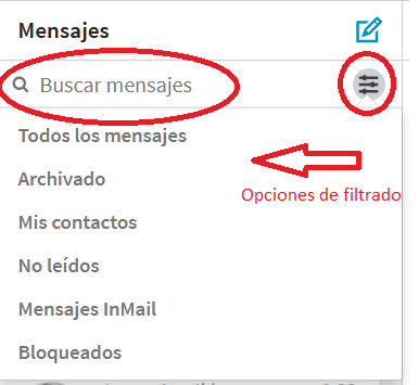 buscar mensajes en LinkedIn