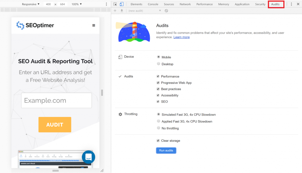 seoptimer's Audit-Tool für die Ladezeit von Webseiten