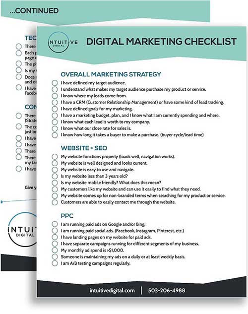Lista di controllo del Marketing Digitale