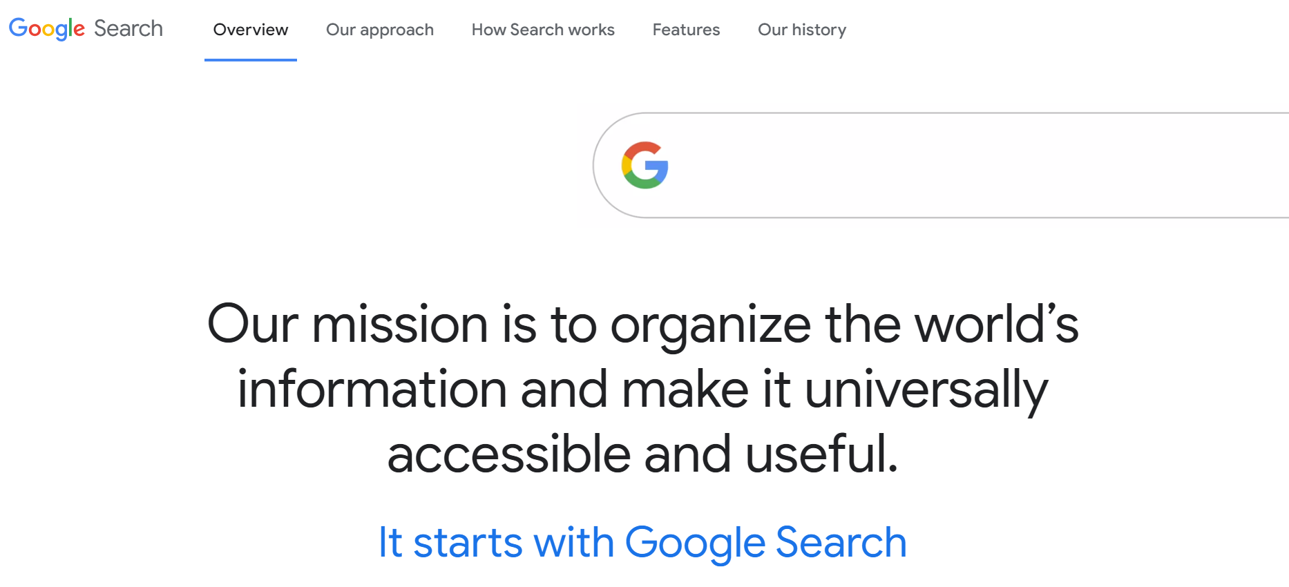 declaração de missão do google